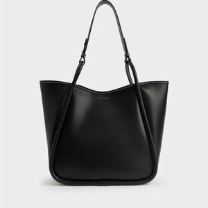 Charles and Keith Lyla Tubular Slouchy Tote Bag - Black